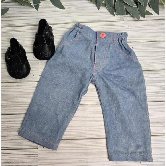 Lee Middleton Doll Black T-Strap Mary Jane Shoes and Blue Bottoms - Picture 1 of 8